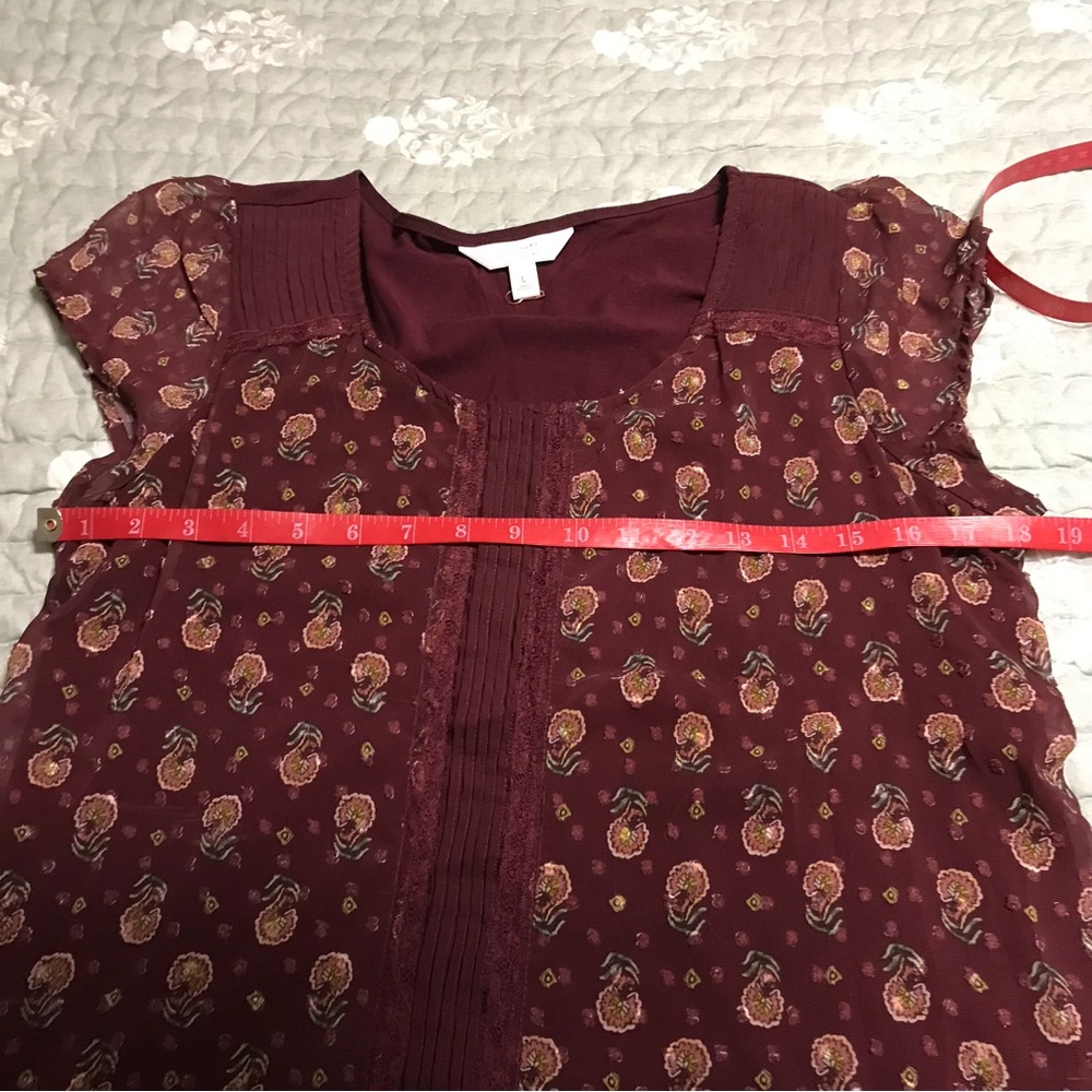 LC Lauren Conrad Maroon Cap Sleeve Top - Picture 4 of 5